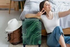 MuchoWow® Koffer - Marmer - Groen - Lijn - Past Binnen 55x40x20 Cm En 55x35x25 Cm - Handbagage - Trolley - Fotokoffer - Cabin Size - Print -Reisopslag Winkel 1200x800 5