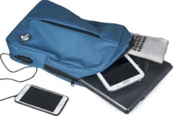 SafeSave Rugtas – Waterafstotende Schooltas Met Laptop Vak En Usb Aansluiting – Schoudertas – 15.6 Inch – Lichtblauw -Reisopslag Winkel 1200x803 3