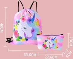 Unicorn Gymtas + Etui - Sporttas Met Rijgkoord - Bloemetjes - 4-12 Jaar -Reisopslag Winkel 1200x967 2
