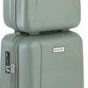 CarryOn Skyhopper Handbagage En Beautycase - 55cm TSA Trolley En Make-up Koffer - Olijf