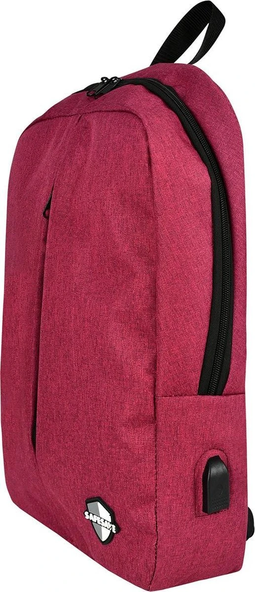 SafeSave Rugtas – Waterafstotende Schooltas Met Laptop Vak En Usb Aansluiting – Schoudertas – 15.6 Inch – Rood 4 SafeSave Rugtas – Waterafstotende Schooltas Met Laptop Vak En Usb Aansluiting – Schoudertas – 15.6 Inch – Rood - Image 2
