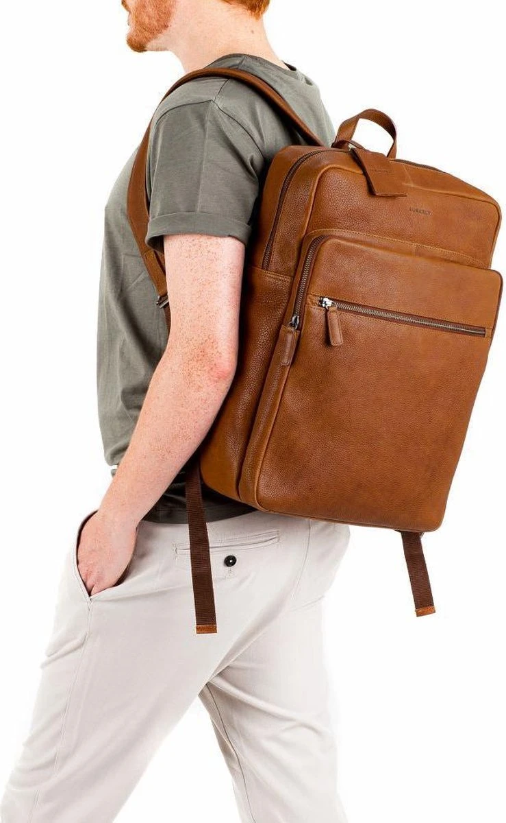Burkely Antique Avery Unisex Rugzak Rits 15.6'' - Cognac 7 Burkely Antique Avery Unisex Rugzak Rits 15.6'' - Cognac - Image 5