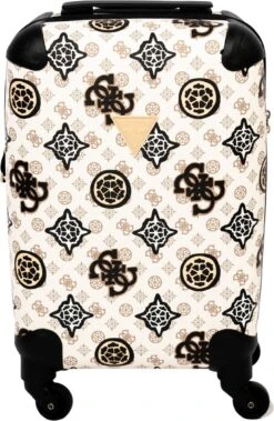Guess House Party 18 In 4 Wheeler Dames Reiskoffer - Cream Multi Logo -Reisopslag Winkel 782x1200 1