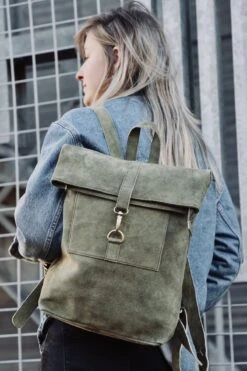 Beocca - Leren Rugzak Cleo Groen - 14" Laptoptas -Reisopslag Winkel 800x1200 84