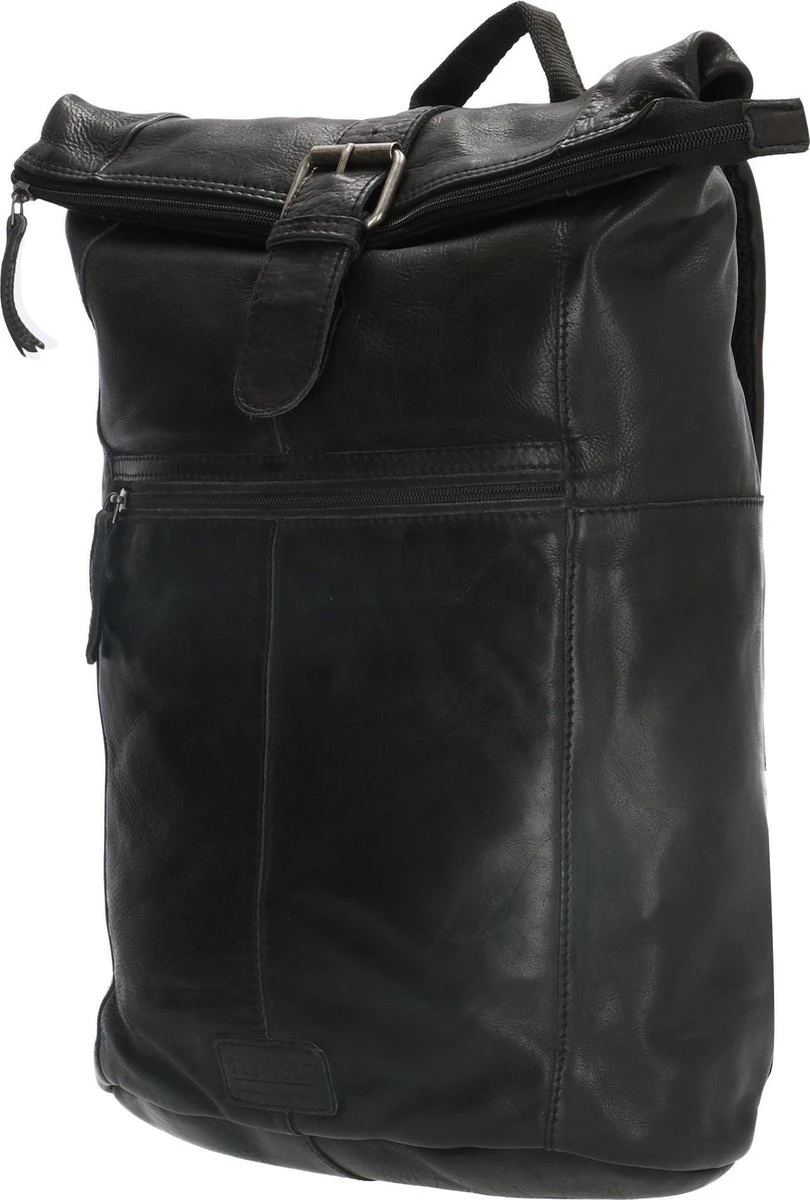 Old West Paint Rock Leren Rolltop Rugtas 13,3 Inch - Zwart 4 Old West Paint Rock Leren Rolltop Rugtas 13,3 Inch - Zwart - Image 2