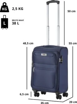 TravelZ Softspinner TSA Kofferset - 3-delige Zachte Trolleyset - Dubbele Wielen En Voorvakken Blauw -Reisopslag Winkel 893x1200 1