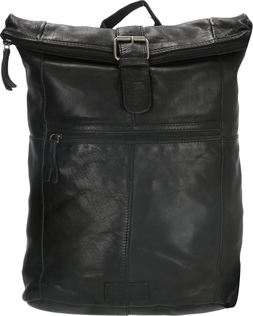 Old West Paint Rock Leren Rolltop Rugtas 13,3 Inch - Zwart 3 Old West Paint Rock Leren Rolltop Rugtas 13,3 Inch - Zwart