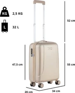 CarryOn Skyhopper Handbagage En Beautycase - 55cm TSA Trolley En Make-up Koffer - Champagne -Reisopslag Winkel 966x1200 1