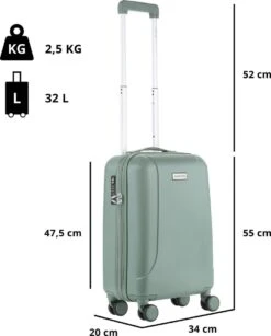 CarryOn Skyhopper Handbagage En Beautycase - 55cm TSA Trolley En Make-up Koffer - Olijf -Reisopslag Winkel 966x1200